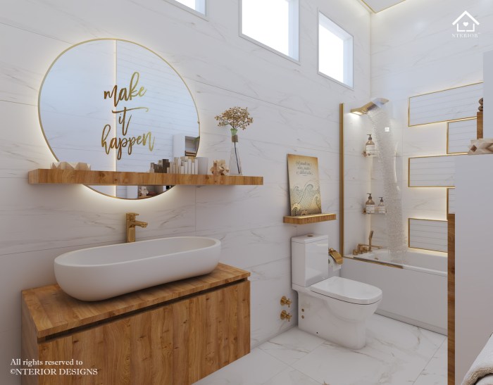 Gold and white bathroom decor