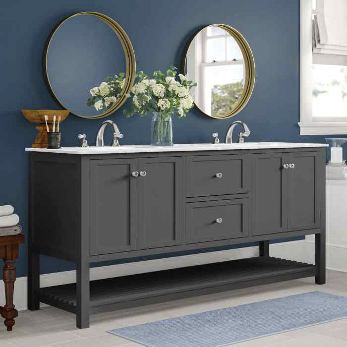 Blue and gray bathroom decor