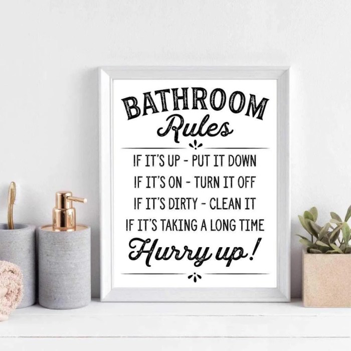 Bathroom rules wall decor