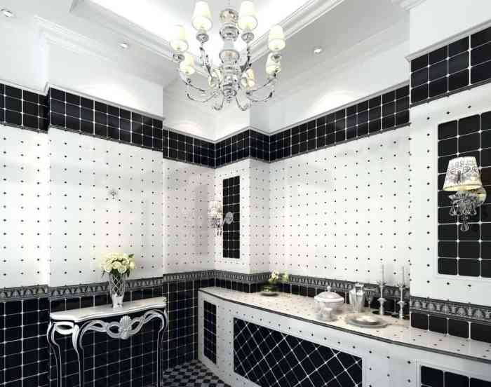 Elegant black and white bathroom decor