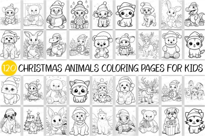 Holiday animal coloring pages