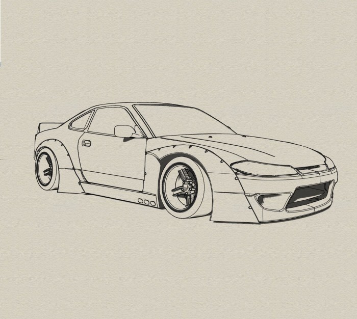 Jdm car drawing outline easy