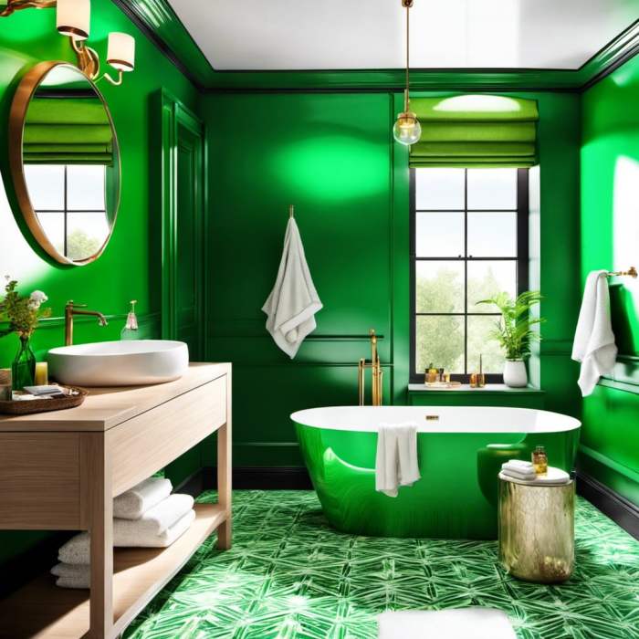 Emerald green bathroom decor