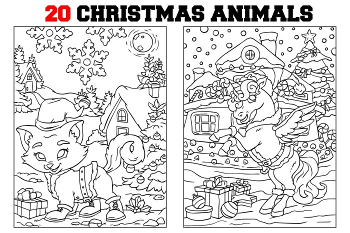 Holiday animal coloring pages