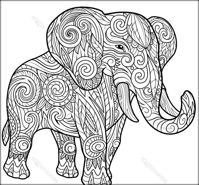 Animal coloring pages elephang mandala