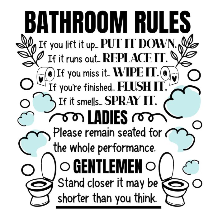 Bathroom rules wall decor