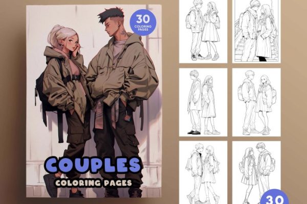 Anime couple coloring book