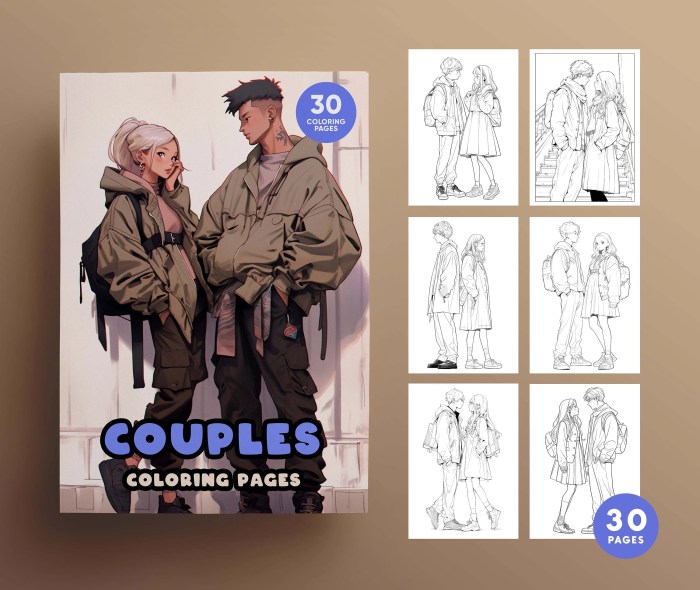 Anime couple coloring book