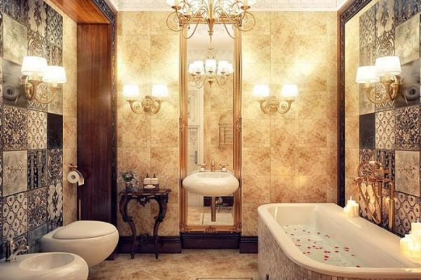 Glam apartment bathroom decor