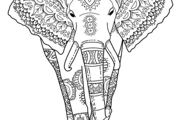 Animal coloring pages elephang mandala