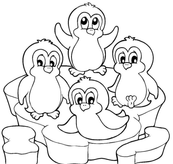 Cute animal coloring pages pinguins hard