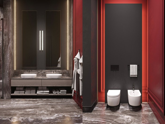 Black and red bathroom decor