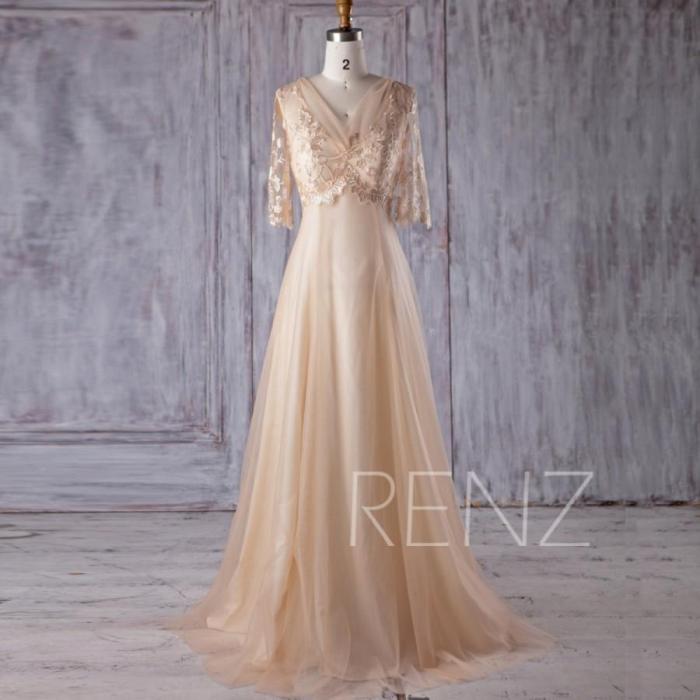 Beige color dress for wedding