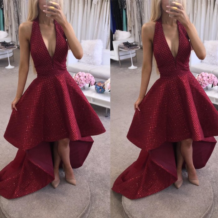 Dark red wedding guest dress