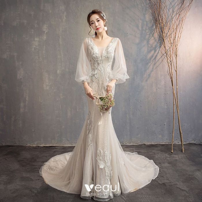 Vintage puff sleeve wedding dress