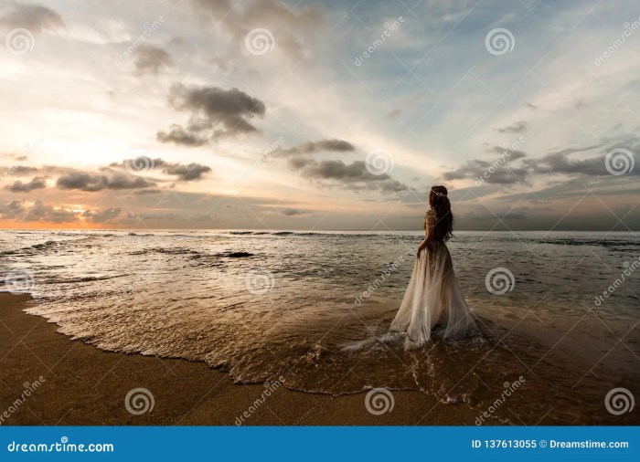 Blue dress beach wedding