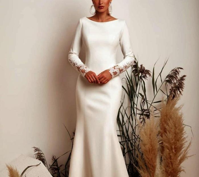 Bateau style wedding dress