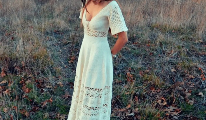 Crochet boho wedding dress