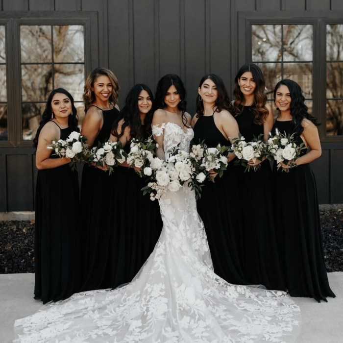 Bridesmaids black dresses for wedding