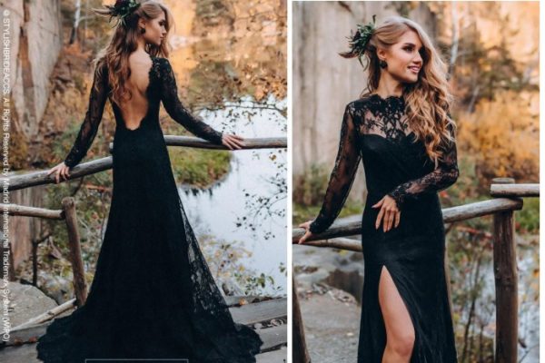 Black and gray wedding dresses