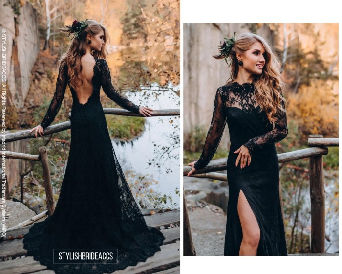 Black and gray wedding dresses