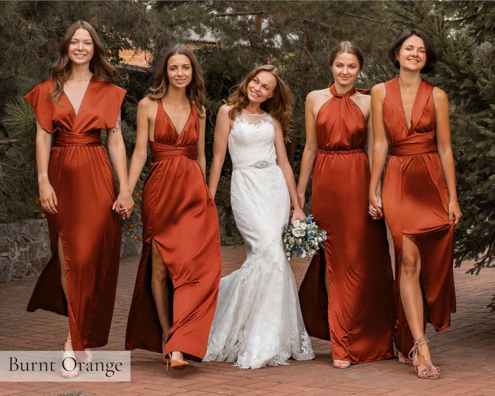 Wedding burnt orange bridesmaid dresses