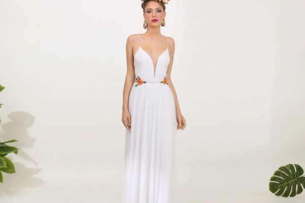 Deep v wedding guest dress