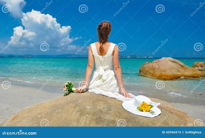 Blue dress beach wedding