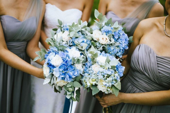 Wedding dress blue flowers